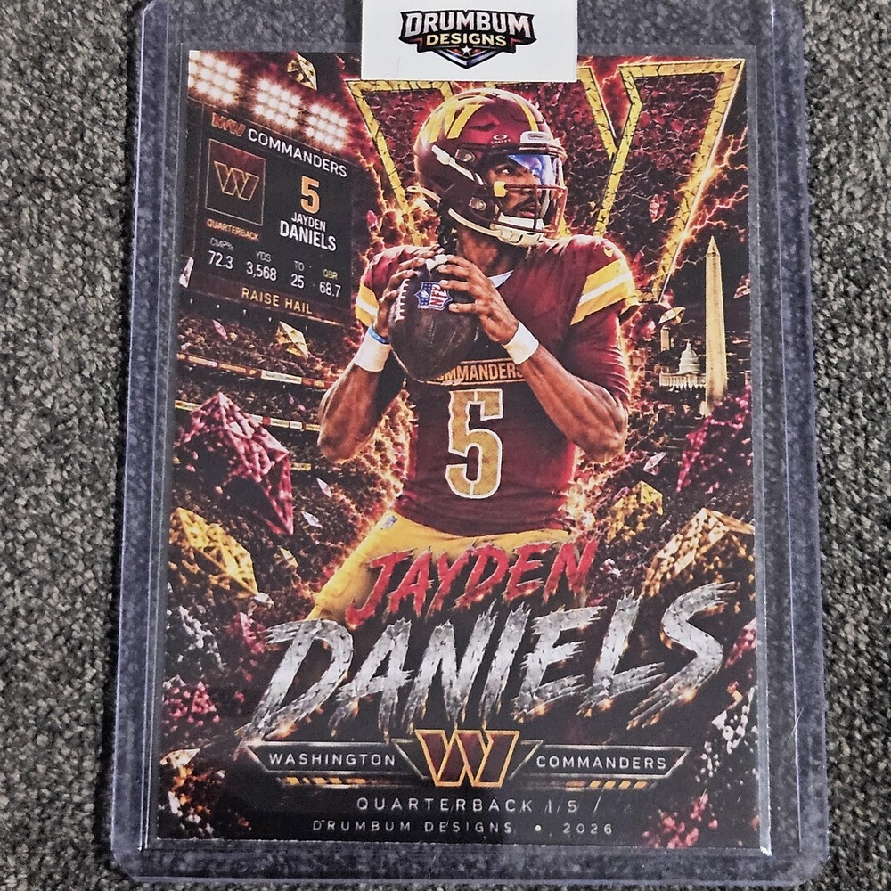 Jayden Daniels CUSTOM Fan Art Made Football Card Washington Commanders